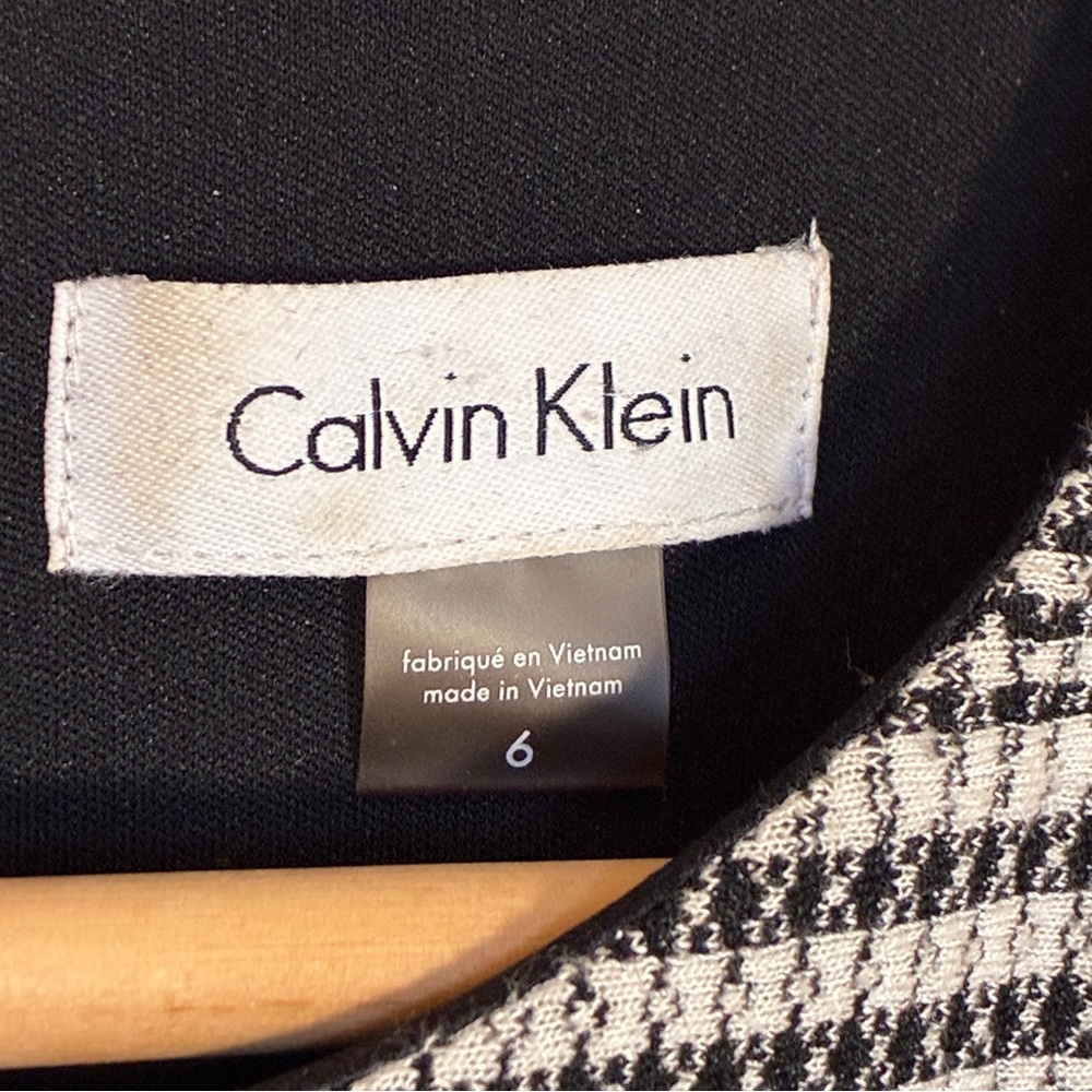 Calvin Klein Houndstooth Sheath Dress Black White Size 6 - Picture 7 of 7